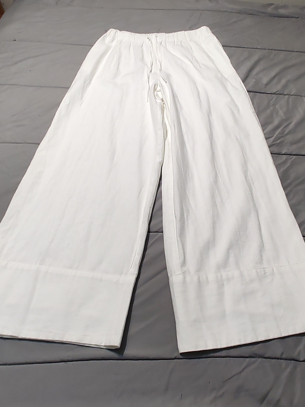 Women's Wide Leg Drawstring Pants in Ivory - Picture 3 of 6